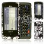 Black/Silver Skulls Design Hard 2-Pc Snap On Faceplate Case for LG Rumor Touch (Sprint)