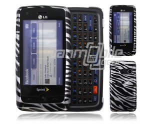 Black/Silver Zebra Design Hard 2-Pc Snap On Faceplate Case for LG Rumor Touch (Sprint)
