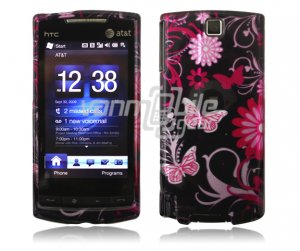 Pink/Black Butterfly Design Hard 2-Pc Faceplate Case for HTC Pure (AT&T)