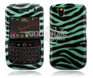 Turquoise/Black Zebra Stripes Design Hard Case for BlackBerry Tour 9600/9630