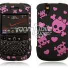 Black/Pink Skulls Design Hard Case for BlackBerry Tour 9600/9630