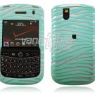Turquoise/Silver Zebra with Blings Design Hard Case for BlackBerry Tour 9600/9630