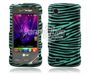 Turquoise/Black Zebra Design Hard Case for LG Chocolate Touch VX8575