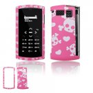 Pink/White Skulls Design Hard 2-Pc Snap On Faceplate Case for Sanyo Incognito 6760 (Sprint)