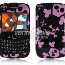 Pink/Black Skulls Design Hard 2-Pc Snap On Plastic Faceplate Case for BlackBerry Curve 8520/8530