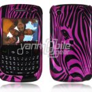 Pink Zebra Face Design Hard 2-Pc Snap On Plastic Faceplate Case for BlackBerry Curve 8520/8530