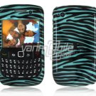 Turquoise Zebra Design Hard 2-Pc Snap On Plastic Faceplate Case for BlackBerry Curve 8520/8530