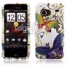 White Butterfly Design Hard 2-Pc Snap On Faceplate Case for HTC Droid Incredible (Verizon Wireless)