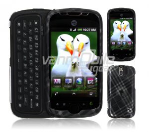 Black Diagonal Plaid Design Hard 2-Pc Snap On Faceplate Case for myTouch Slide (T-Mobile)