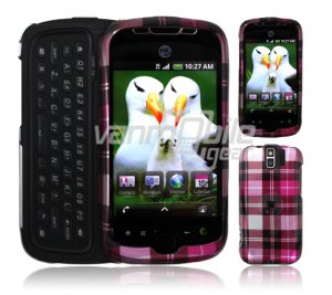 Pink Plaid Design Hard 2-Pc Snap On Faceplate Case for myTouch Slide (T-Mobile)