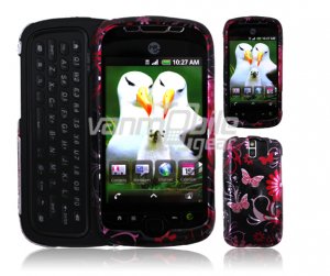 Pink/Black Bfly Design Hard 2-Pc Snap On Faceplate Case for myTouch Slide (T-Mobile)