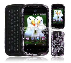 Black/Silver Skulls Design Hard 2-Pc Snap On Faceplate Case for myTouch Slide (T-Mobile)