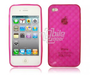 Pink  Hard 1-Pc "Prism Design" Rubber Gel Skin Case for Apple iPhone 4 (16GB/32GB)