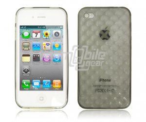 Black Hard 1-Pc "Prism Design" Rubber Gel Skin Case for Apple iPhone 4 (16GB/32GB)