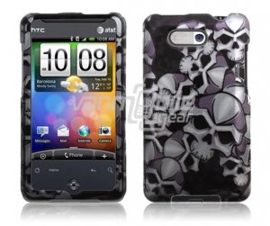 BLACK SILVER SKULL DESIGN ACCESSORY CASE for HTC ARIA