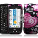 BLACK PINK HEART CASE COVER for VERIZON LG ALLY PHONE