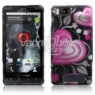 BLACK PINK HEART FACE PLATE CASE for MOTOROLA DROID X
