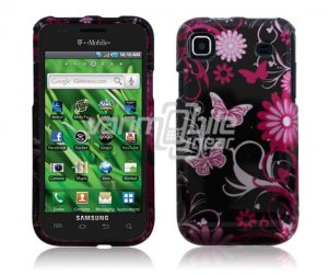 PINK BLACK BFLY FACE PLATE CASE for SAMSUNG VIBRANT 959