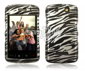 BLACK SILVER ZEBRA Hard Case Cover for BlackBerry Storm