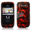 BLACK/RED FLORAL STARS CASE COVER + SCREEN GUARD 4 NOKIA E71 E71X