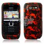 BLACK/RED FLORAL STARS CASE COVER + SCREEN GUARD 4 NOKIA E71 E71X