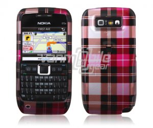 PINK PLAID CASE COVER + SCREEN GUARD 4 NOKIA E71 E71X
