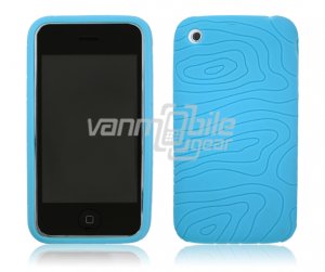 BLUE  DESIGN 1-PC RUBBER SKIN CASE for IPHONE 3G 3GS NEW