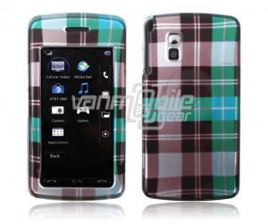 TURQUOISE BLUE PLAID ACCESSORY CASE for LG VU PHONE NR