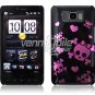 BLACK PINK SKULL 1-PC CASE COVER for TMOBILE HTC HD2 NR