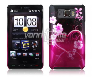 BLACK/PINK HEART 1-PC CASE COVER for TMOBILE HTC HD2 NR