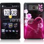 BLACK/PINK HEART 1-PC CASE COVER for TMOBILE HTC HD2 NR