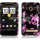 BLACK PINK SKULL FACE PLATE CASE for SPRINT HTC EVO 4G