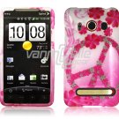PINK FLOWER/PEACE FACE PLATE CASE for SPRINT HTC EVO 4G
