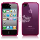 PINK SEE THRU RUBBER SKIN CASE for IPHONE 4 4TH GEN 4OS