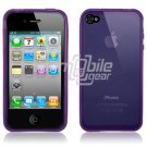 PURPLE SEE THRU RUBBER SKIN CASE for IPHONE 4 4TH GEN 4OS
