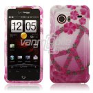 Pink Peace Hard 2-Pc Snap On Faceplate Case for HTC Droid Incredible (Verizon Wireless)