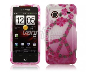 Pink Peace Hard 2-Pc Snap On Faceplate Case for HTC Droid Incredible (Verizon Wireless)