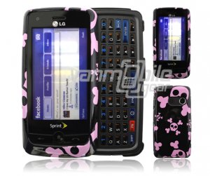 BLK/PK SKULL ACCESSORY CASE for LG RUMOR TOUCH NEW