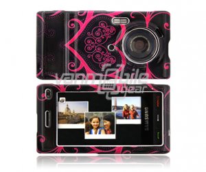 BLACK/PINK HEART ARMOR SHIELD SAMSUNG MEMOIR TMOBILE PHONE