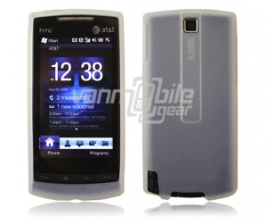 CLEAR/WHITE SILICONE SKIN CASE COVER 4 HTC PURE PHONE ATT