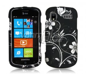 BLACK/WHITE FLOWERS RUBBERIZED DESIGN CASE for SAMSUNG FOCUS i917