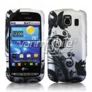 BLACK/SILVER ABSTRACT SWIRLS RUBBERIZED DESIGN CASE for LG VORTEX