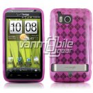 PINK ARGYLE DESIGN TPU CASE + CAR CHARGER for HTC THUNDERBOLT