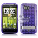 PURPLE ARGYLE DESIGN TPU CASE for HTC THUNDERBOLT
