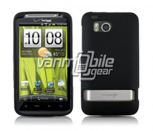 BLACK RUBBERIZED CASE + CAR CHARGER for HTC THUNDERBOLT