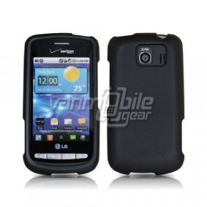 BLACK HARD RUBBERIZED CASE + Screen Protector for LG VORTEX