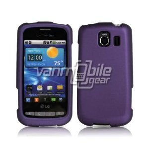 PURPLE HARD RUBBERIZED CASE + Screen Protector + Car Charger for LG VORTEX