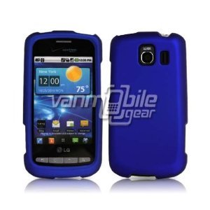 BLUE HARD RUBBERIZED CASE + Car Charger for LG VORTEX