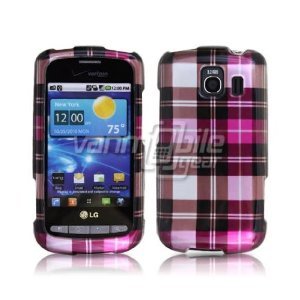 PINK PLAID DESIGN CASE + Screen Protector for LG VORTEX