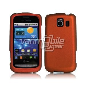 ORANGE HARD RUBBERIZED CASE + Screen Protector + Car Charger for LG VORTEX